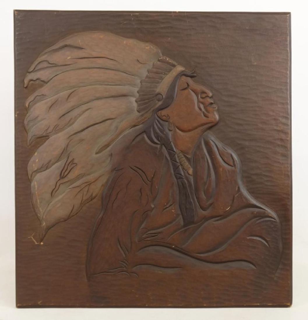 Carved Plaque With Native American (1 of 5)