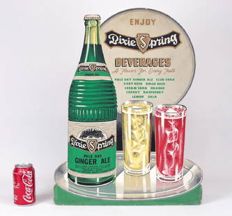 Pixie Spring Ginger Ale Advertising Sign: Vintage cardboard Pixie Spring Ginger Ale advertising sign. Counter top type. 17 1/2" x 23 3/4".