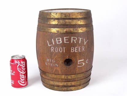 "LIBERTY ROOT BEER" Advertising Barrel: Early advertising barrel "LIBERTY ROOT BEER".