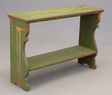 19th c. Bucket Bench: 19th c. painted wooden bucket bench. 33" x 10" x 22 1/2" Ht..