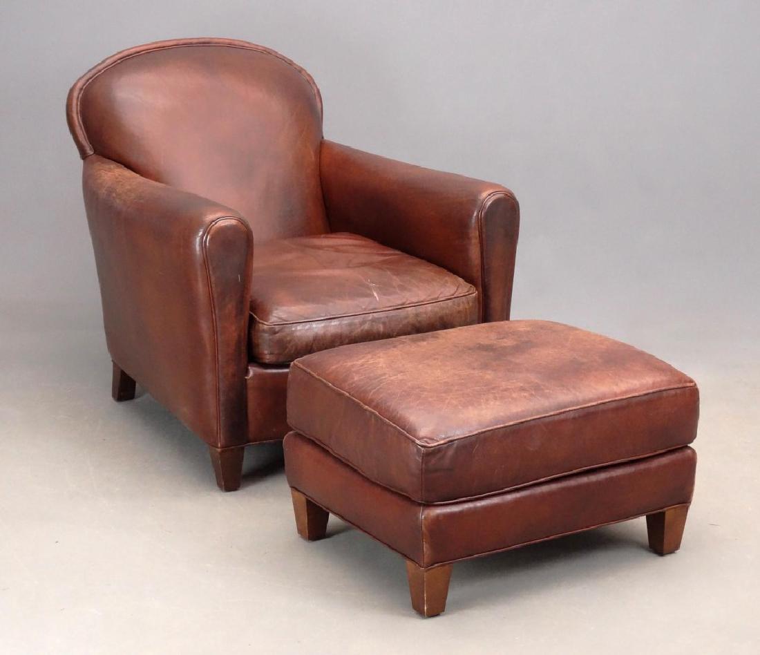 Crate and barrel leather chair and ottoman deals