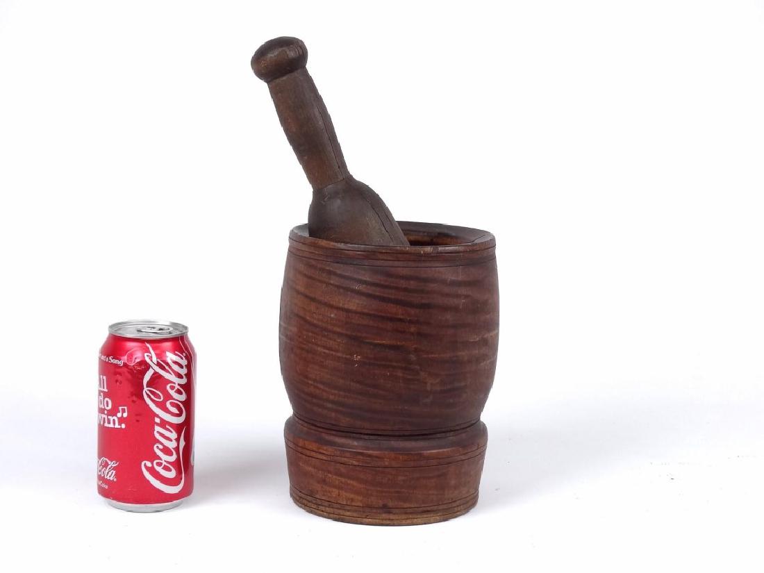 19th c. Tiger Maple Morter & Pestle (1 of 4)