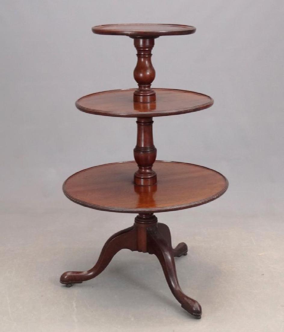 19th c. English Mahogany Dumbwaiter: 19th c. mahogany English dumbwaiter. 44" Ht.. Revolving trays.