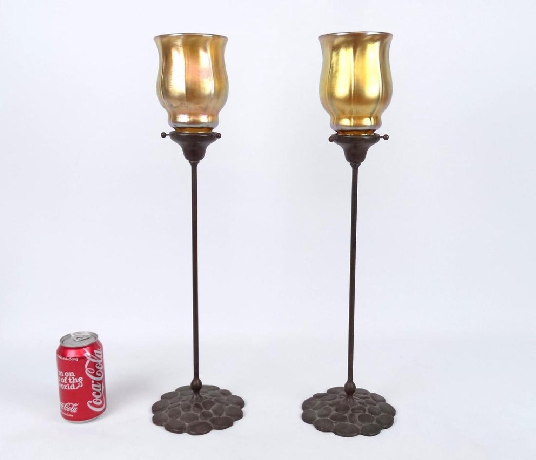 Pair Of Arts & Crafts Candlestick Lamps (1 of 4)