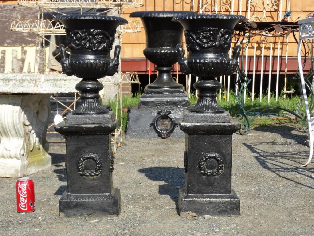 Pair Of Cast Iron Urns (1 of 4)
