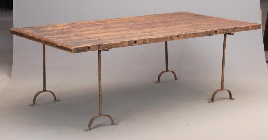 Pine Top Metal Base Table (1 of 3)