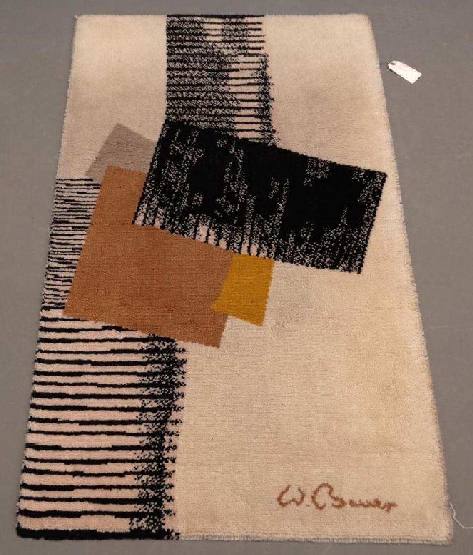 Mid Century Style Rug: Mid Century style Wolf Bauer rug. West Germany. 3' x 6'.