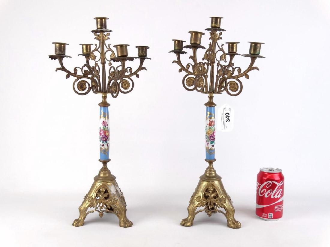 Pair Of Porcelain & Brass Candelabra (1 of 5)