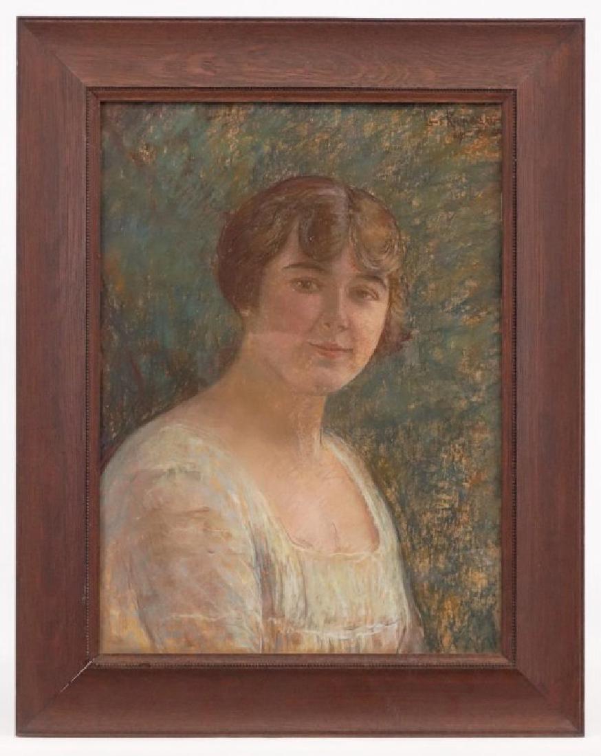 Louis Kronberg (1872-1965): Louis Kronberg (N.Y./FLA./MASS. 1872-1965), portrait of a woman, pastel. Signed top right corner. Sight 22" x 16".