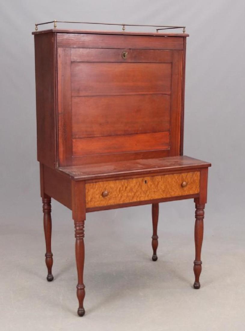 Victorian Desk: Victorian two part desk. Top has interior cubby's. 31" x 21 1/2" x 57" Ht..
