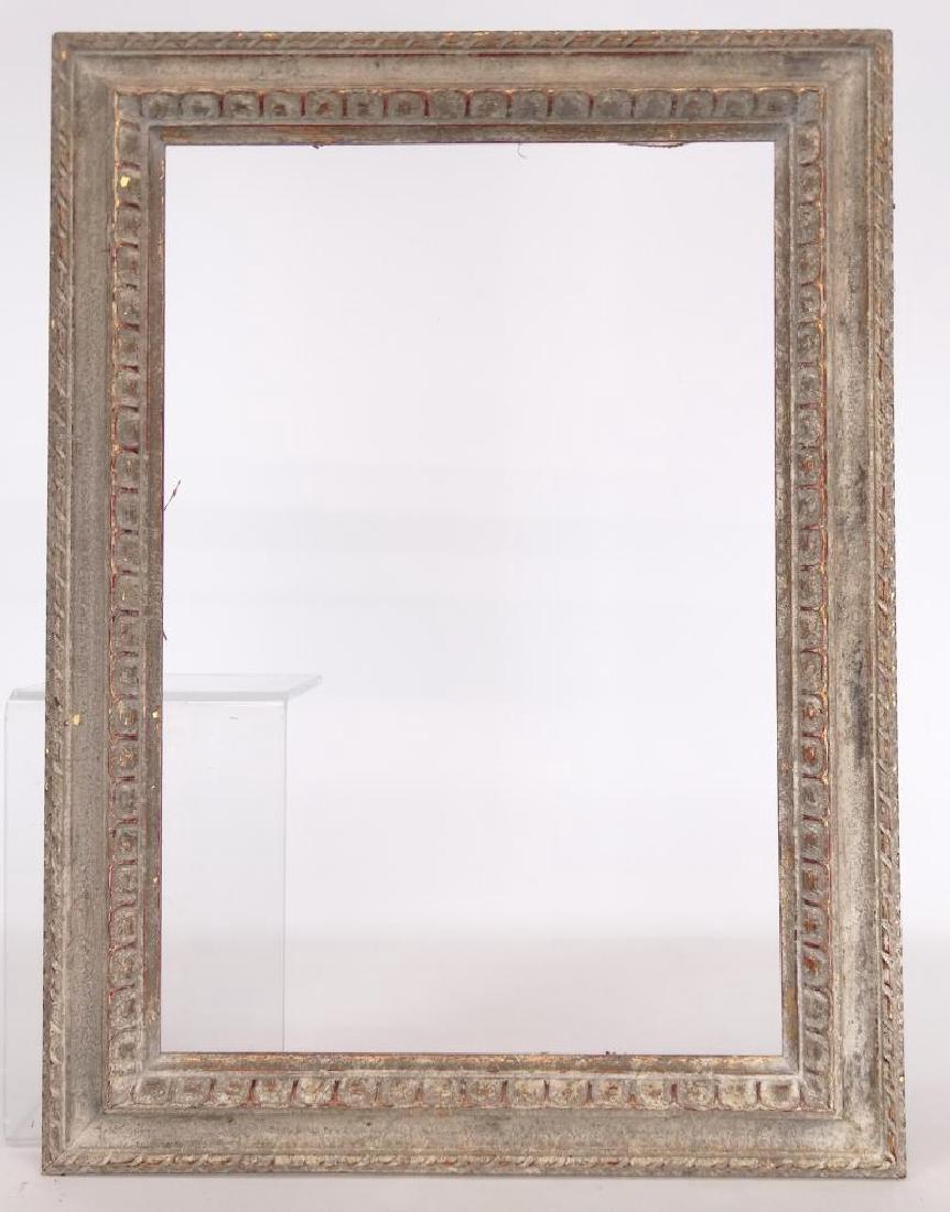 Frame: Arts and Crafts frame, signed by The Frame Shop, Taos New Mexico, wood, gilded and painted. 12 3/4"x 19" (sight size), 13 5/8" x 19 5/8" (rabbet size), 18" z 24" overall.