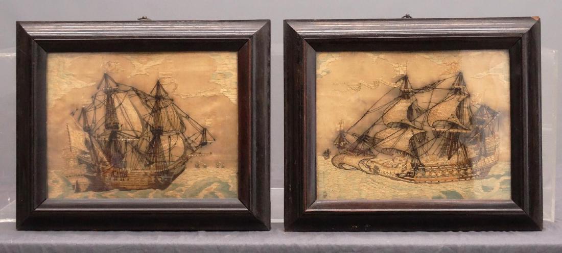 Pair 19th c. Ship Needleworks (1 of 5)