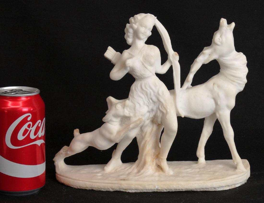 Parian Statue: Parian statue of Diana The Huntress. 9 1/2" W., 8 1/2" Ht..