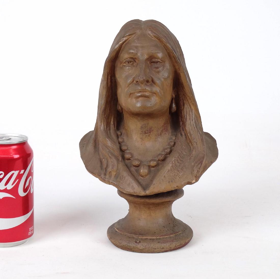 Redware Bust: Redware bust of an American Indian. 10 1/2" Ht..