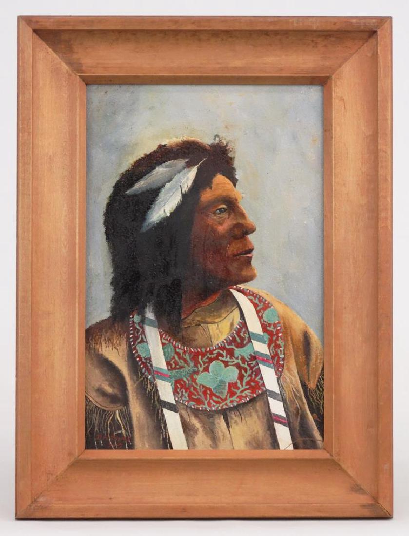 P. H. Timms, American Indian: P. H. Timms, American Indian, oil on artist board. Info verso. 12" x 8".