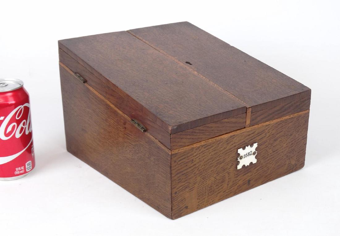 Oak Letter Box: Oak letter box. 9" x 10 1/4" x 6 1/2" Ht..