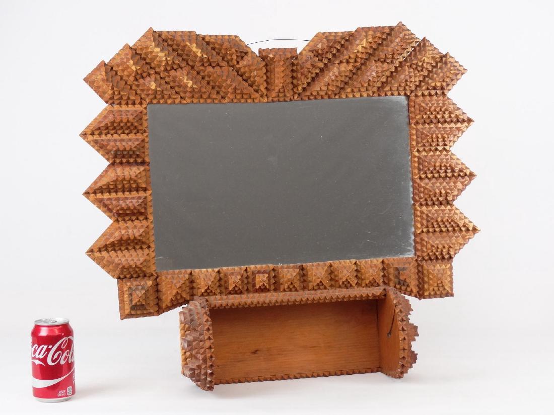 Tramp Art Mirror: Tramp art mirror. 25" x 22".