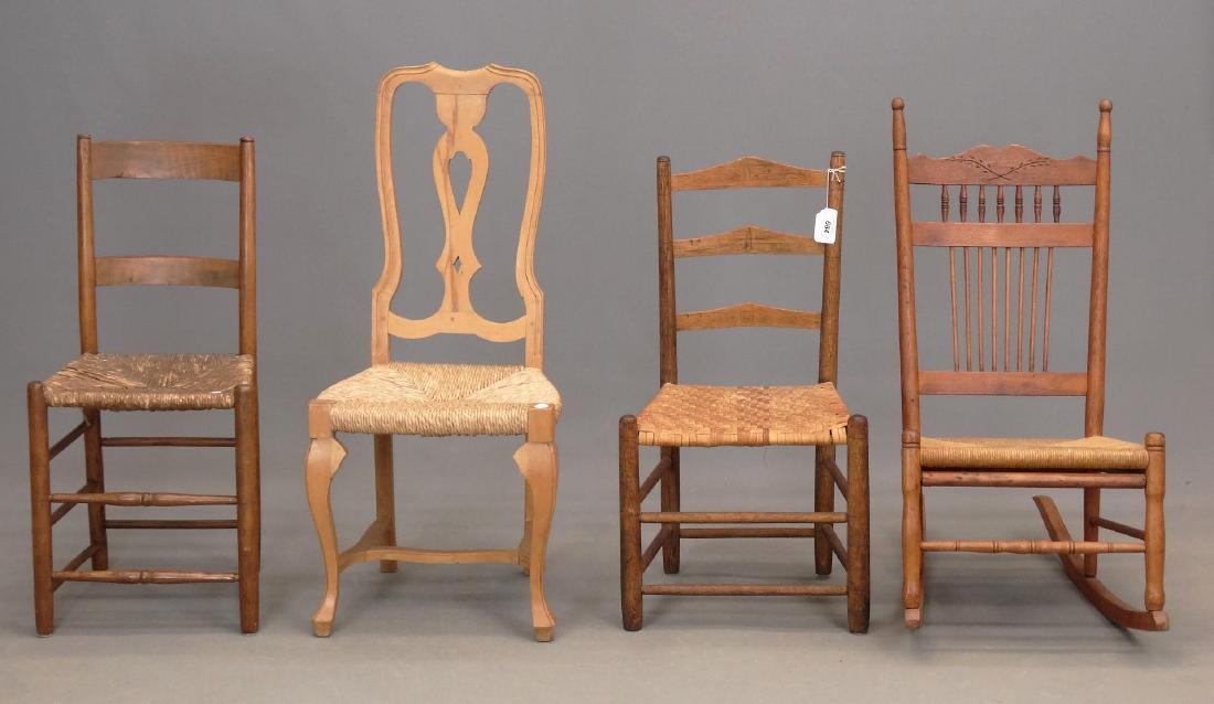 Chair Lot: Lot (4) various chairs including rocking chair.