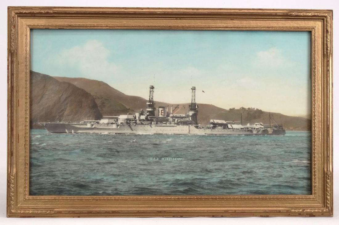 Hand Colored Photograph "U.S.S. MISSISSIPPI" (1 of 3)