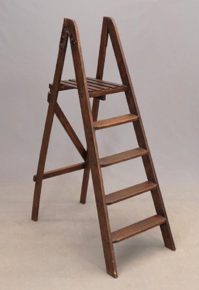 Library Ladder: Wooden library ladder. 51" Ht..