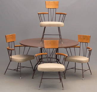 Richard McCarthy Dining Table & Chairs: Richard McCarthy dining table and (4) chairs. Table 47" D., 27 1/2" Ht..