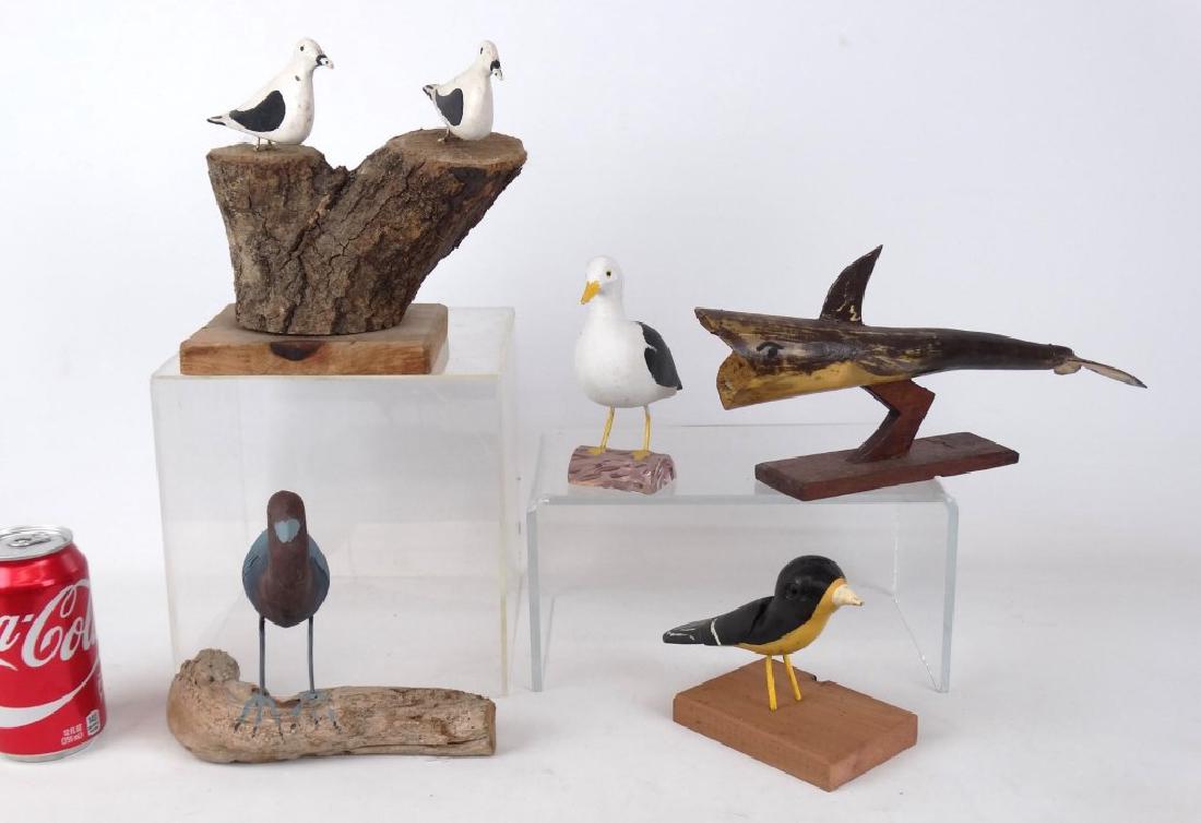 Nova Scotia Folk Art Carvings: Lot (5) painted wooden Nova Scotia carvings. 5" to 11" L.. Names include "R.E. Chiver", "Walter Cross" etc..