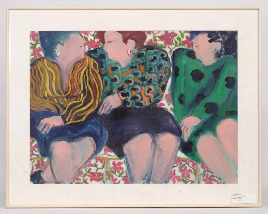 Roberta Meyerson (American 20th Century): Roberta Meyerson (American 20th Century), "The Madams of Hudson", acrylic on paper. 17" x 23".