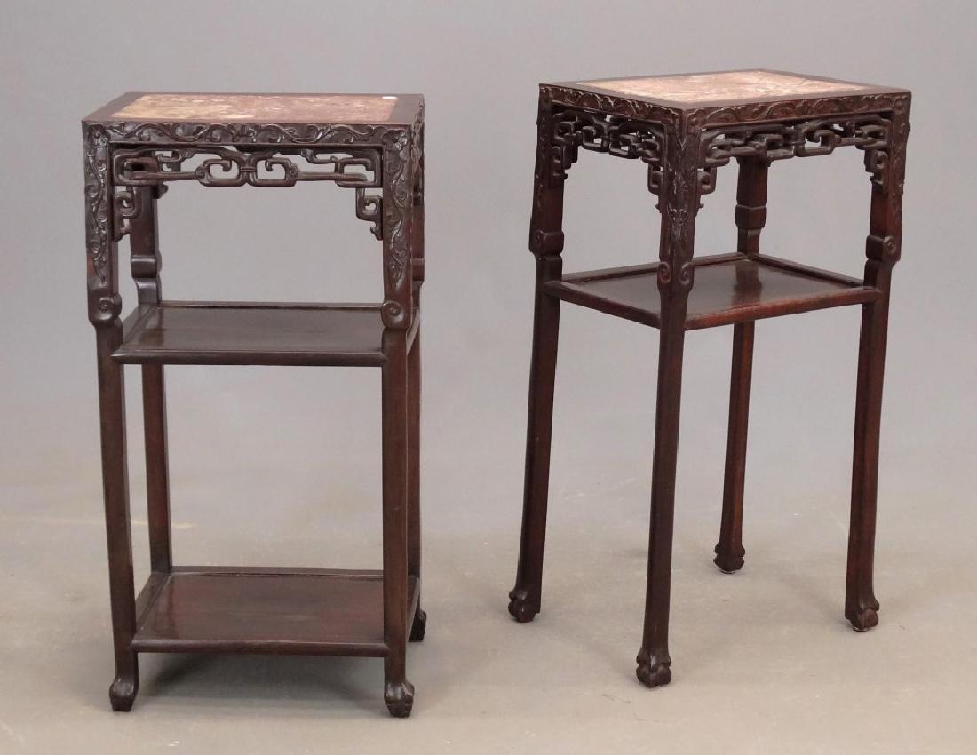 Pair Chinese Marble Top Stands (1 of 5)
