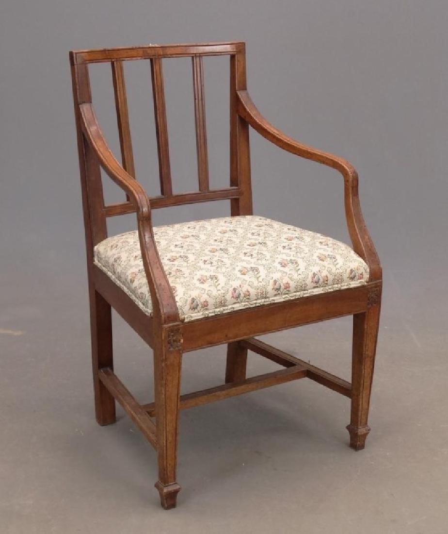 19th c. Hepplewhite Armchair: 19th c. Hepplewhite armchair., 18" seat Ht., 34" overall Ht..