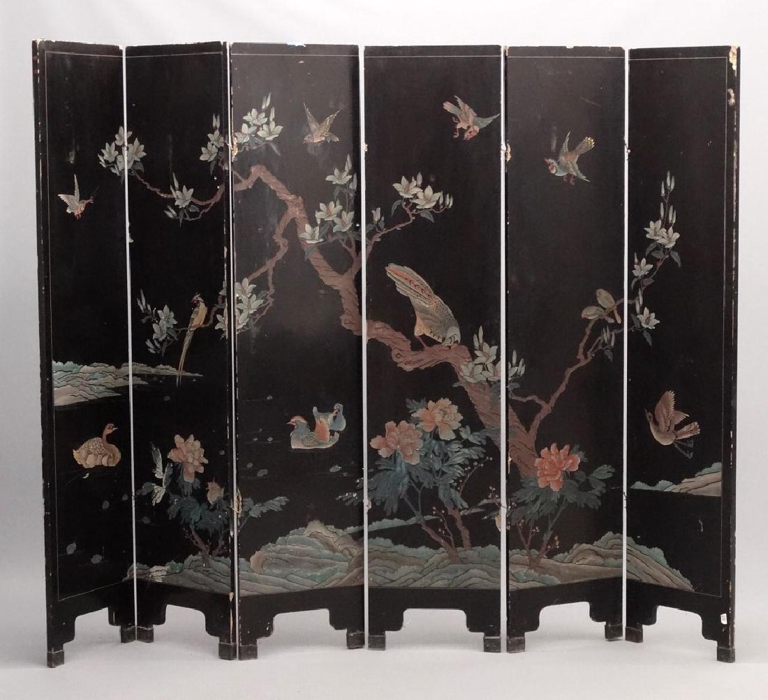 Chinese Screen: Chinese (6) part screens. Each section 16" x 72".
