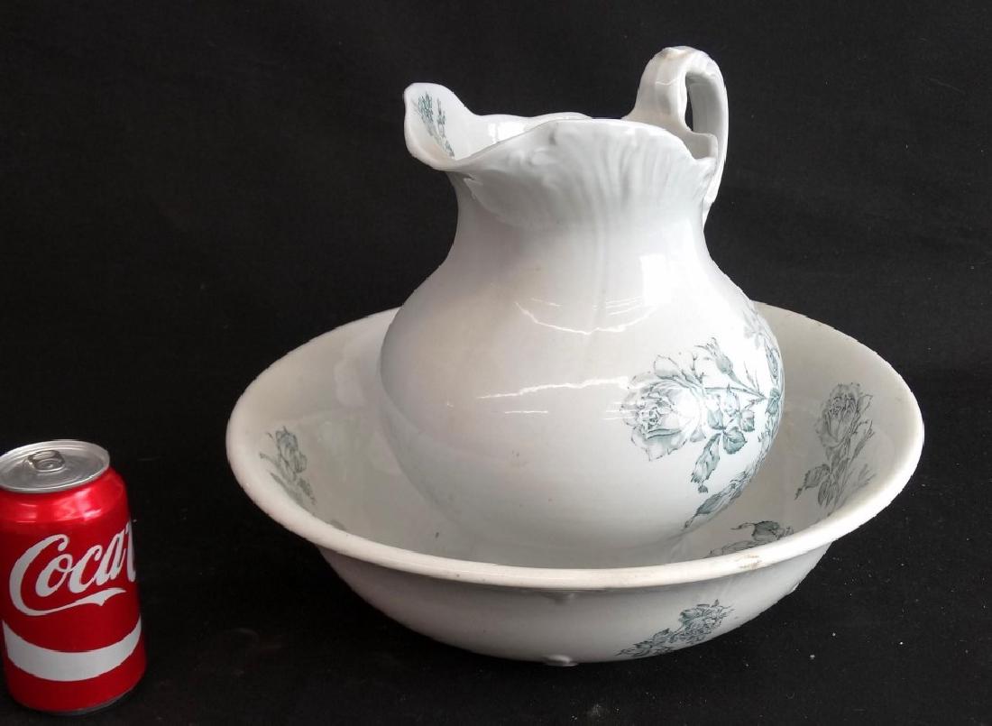 19th c. Ironstone Pitcher And Bowl: 19th c. ironstone pitcher and bowl.
