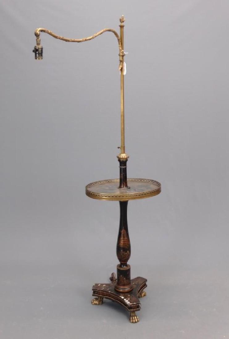 Japanned Floor Lamp: High quality Japanned floor lamp. Paw foot base. 64" Ht..