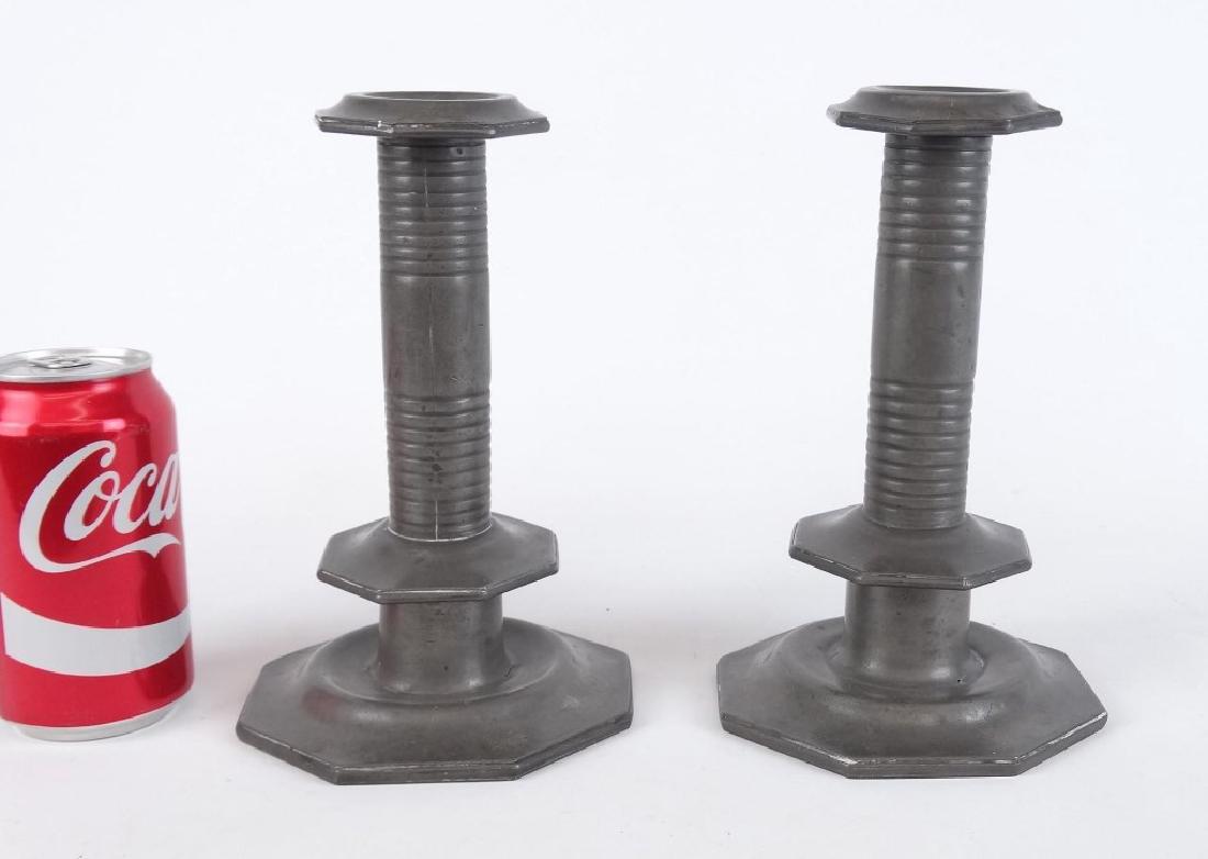 Pair 19th c. English Pewter Candlesticks (1 of 6)