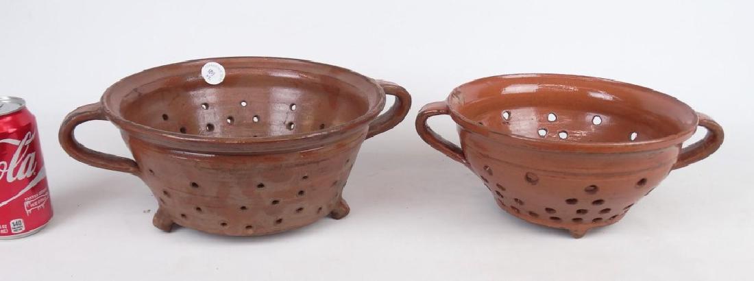 Redware Colanders: Lot (2) redware colanders. 9 1/4" x 4" Ht. and 10 1/2" D., 4" Ht..