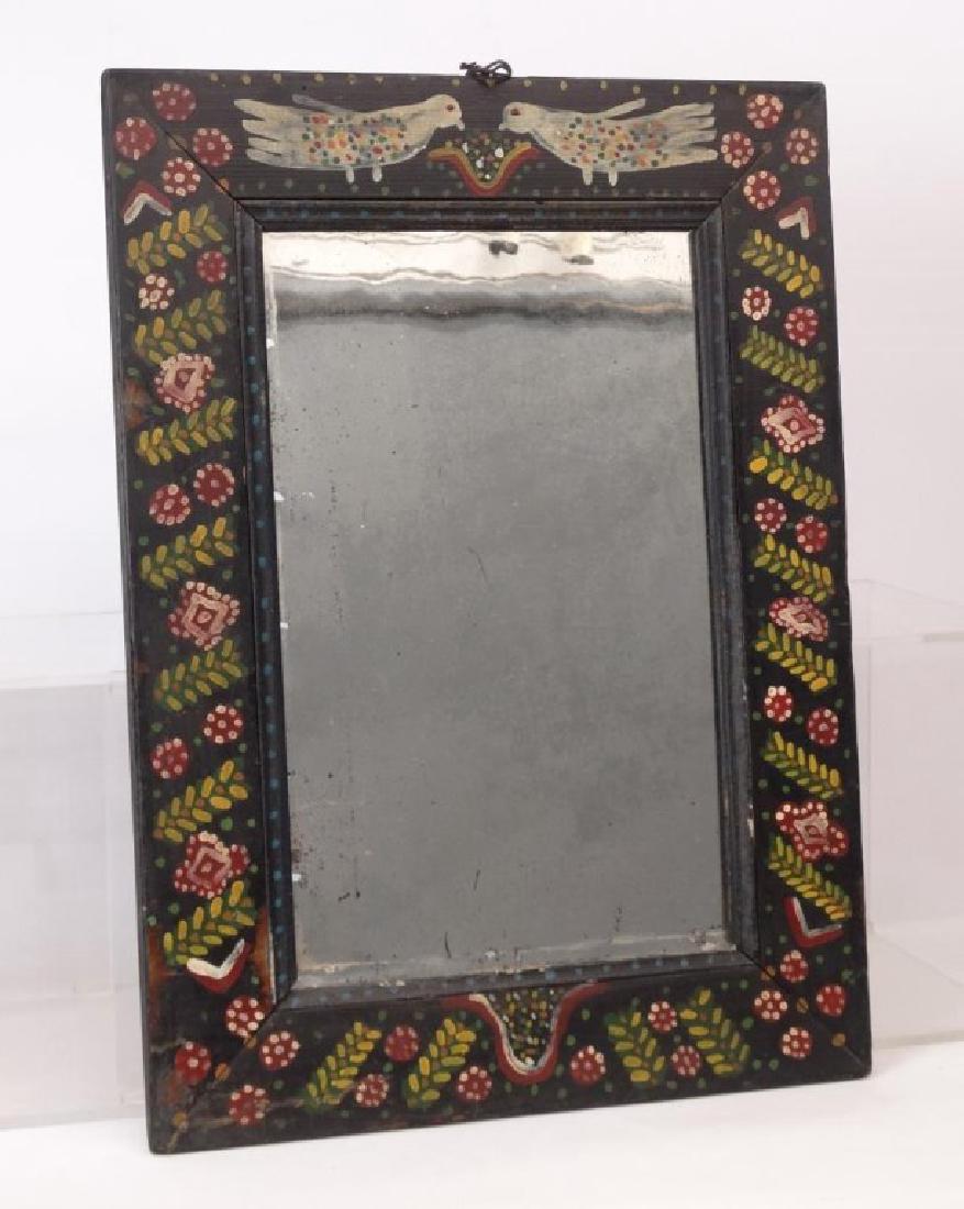 19th c. Folk Art Painted Frame With Mirror (1 of 3)