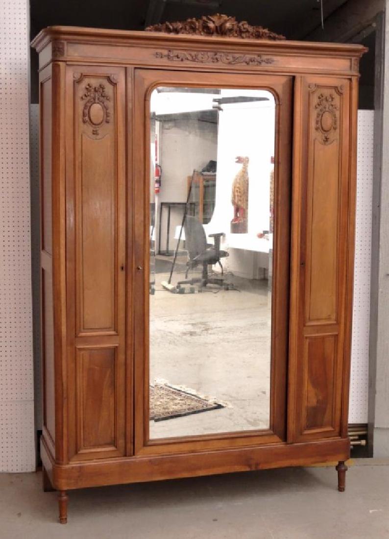 Armoire: Edwardian style mirrored armoire. 56 1/2" x 19" x 88" Ht..
