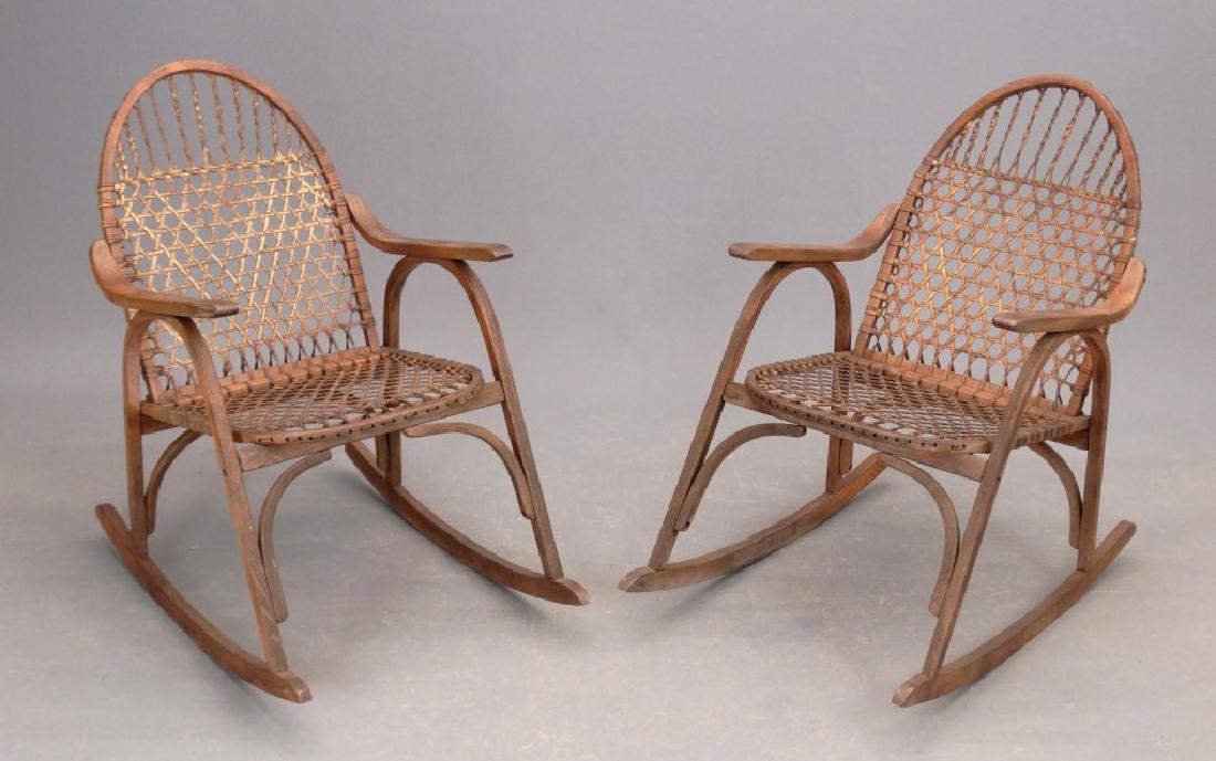 Pair Snowshoe Seat Rocking Chairs (1 of 5)
