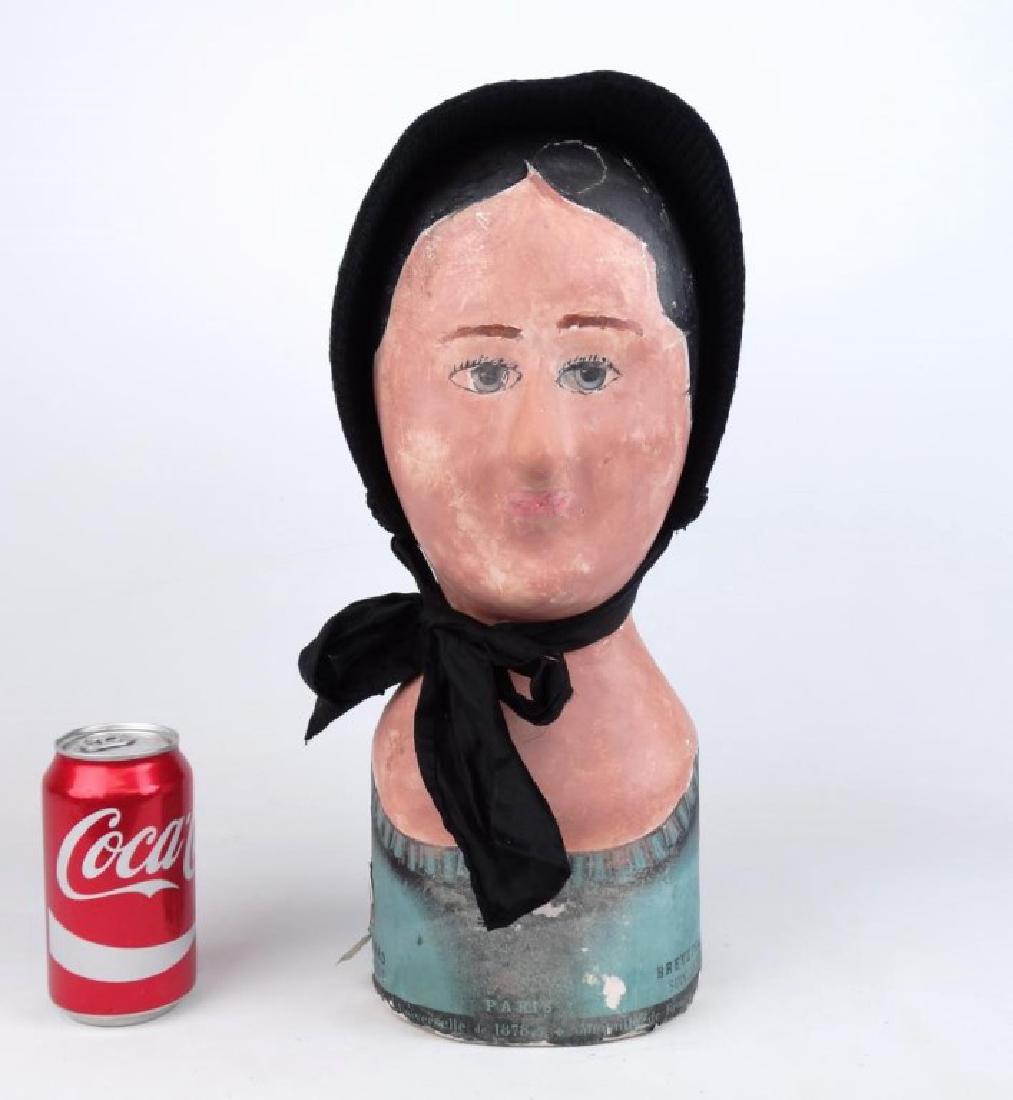 French Papier Mache Counter Top Mannequin Head