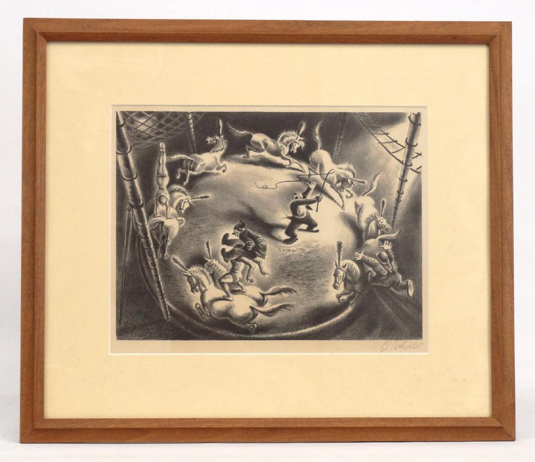 Georges Schreiber (1904-1977): Georges Schreiber (N.Y. / Belgium 1904-1977), Circus subject, lithograph. Pencil signed LRC. Sight 11" x 14".