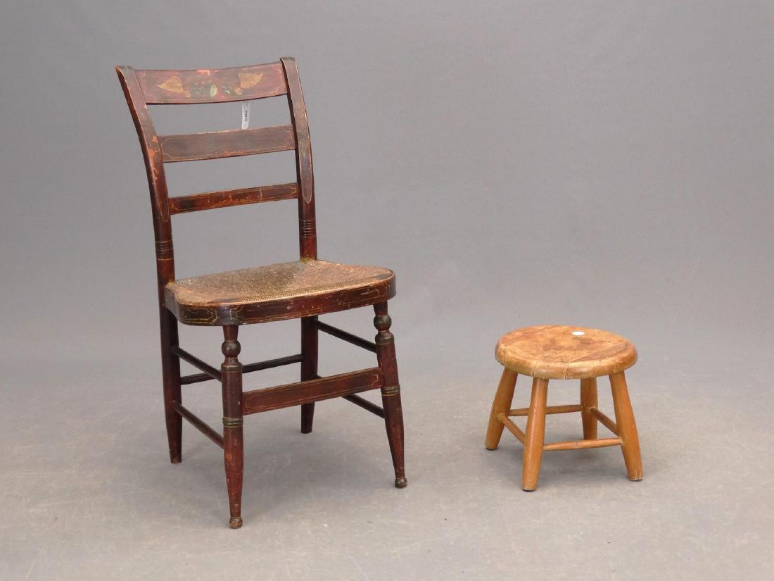 19th c. Painted Side Chair & Stool (1 of 5)