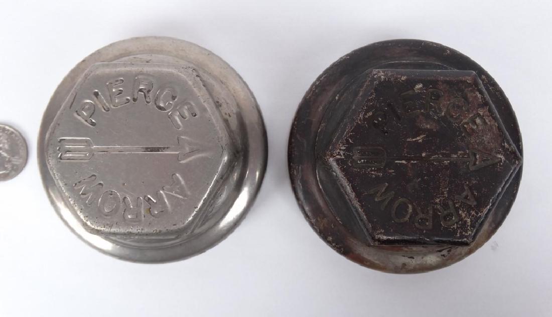 Pierce Arrow Hub Caps: Lot (2) early Pierce Arrow hub caps. 3 1/2" D..