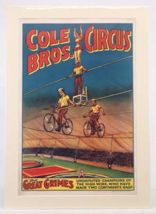 Cole Bros. Circus Poster: Cole Bros. Circus poster. Sight 28" x 18 1/2". Erie, Litho & PTG Co. Erie Pa..