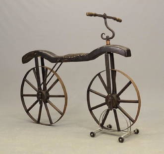 Hobby Horse Bicycle: Hobby Horse bicycle. This piece was sold at Sotheby's in London, November 5th, 1965, Lot 6. Described as "An English Hobby Horse". Catalog included., 22 1/2" front wheel, 24 1/2" rear wheel.