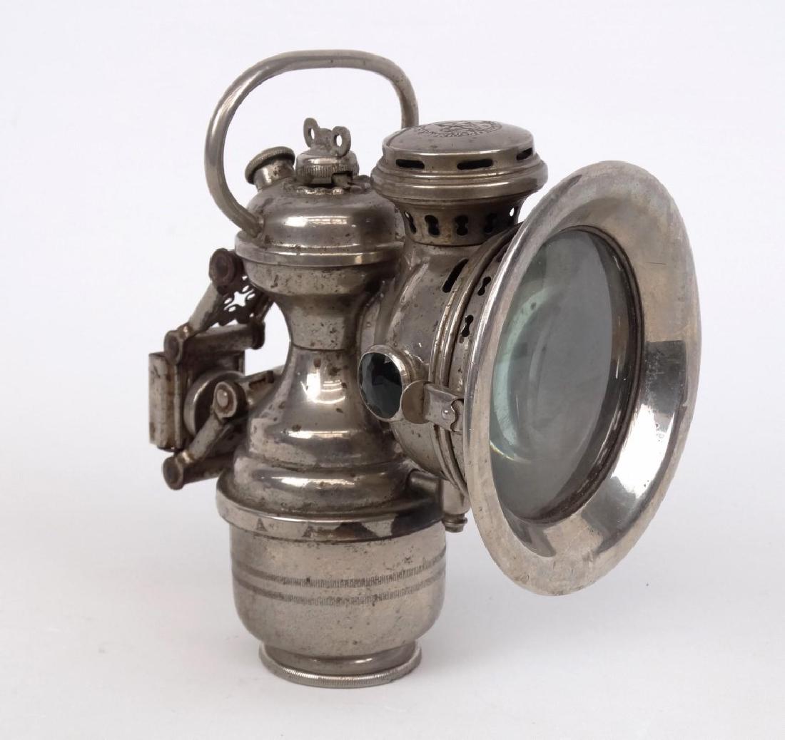 Bicycle Lamp: Carbide Powell & Hamner bicycle lamp. 7 1/2" Ht.. Fair condition.