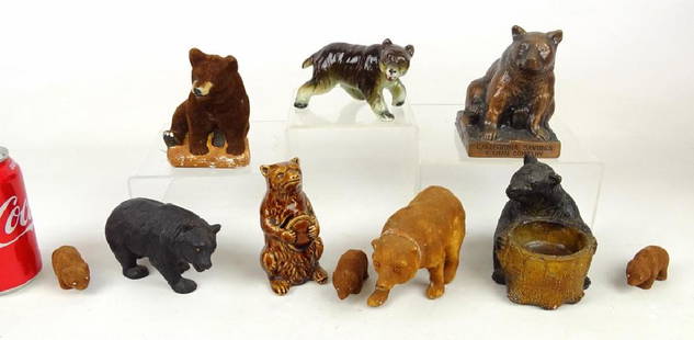 Collectable Lot: Lot (10) various collectable bears. Includes ceramic, composition etc..