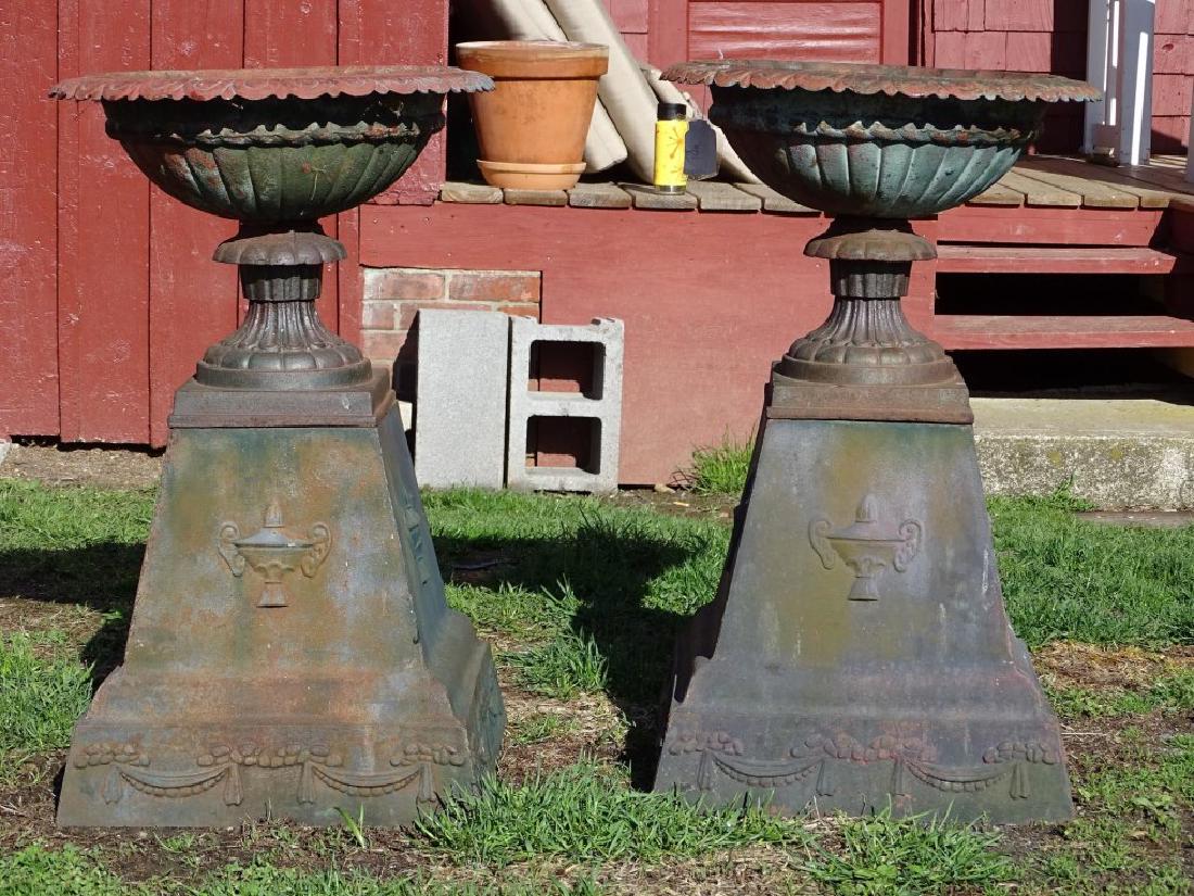 Pair 19th c. Cast Iron Urns (1 of 7)