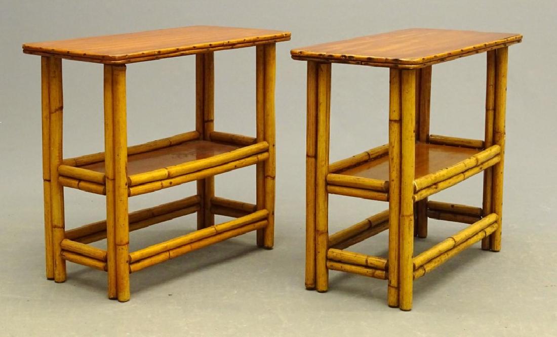 Pair Vintage Rattan Side Tables (1 of 3)
