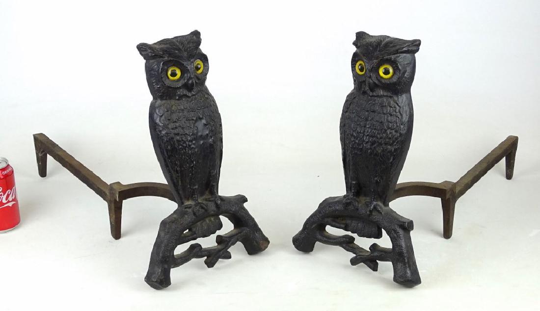 Pair Owl Andirons (1 of 4)