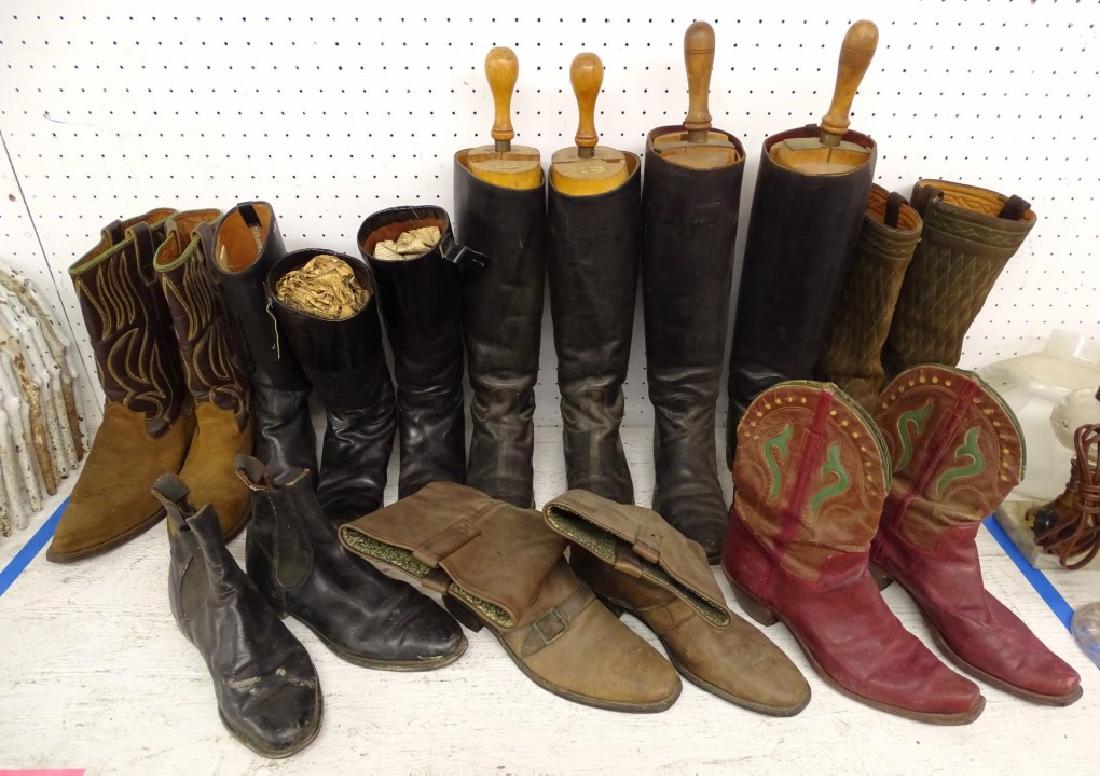 Misc. Lot: Lot misc. riding boots and stretchers.