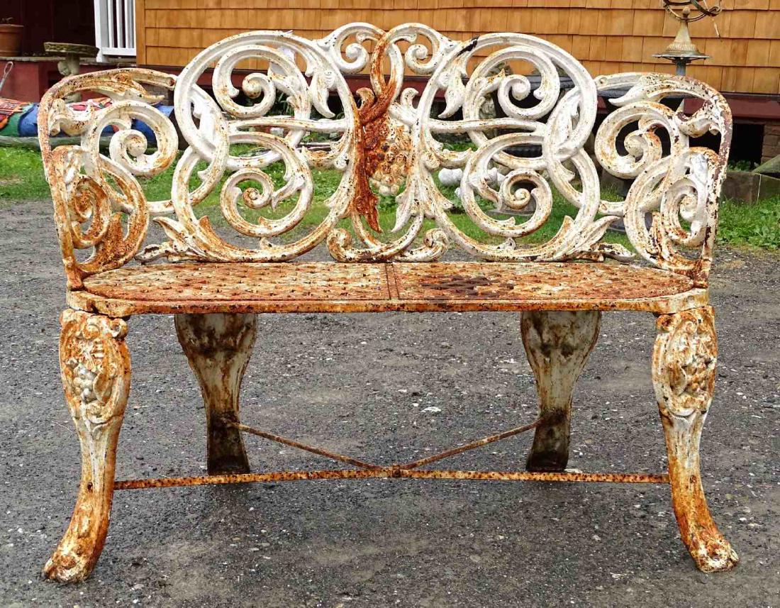 Cast Iron Bench: Cast iron garden bench. 43" W..